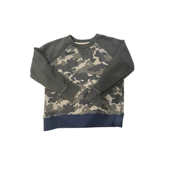 Crewcuts Boys Camo Sweatshirt | Size 6–7 | Dark Green & Gray Pullover - Picture 1 of 6